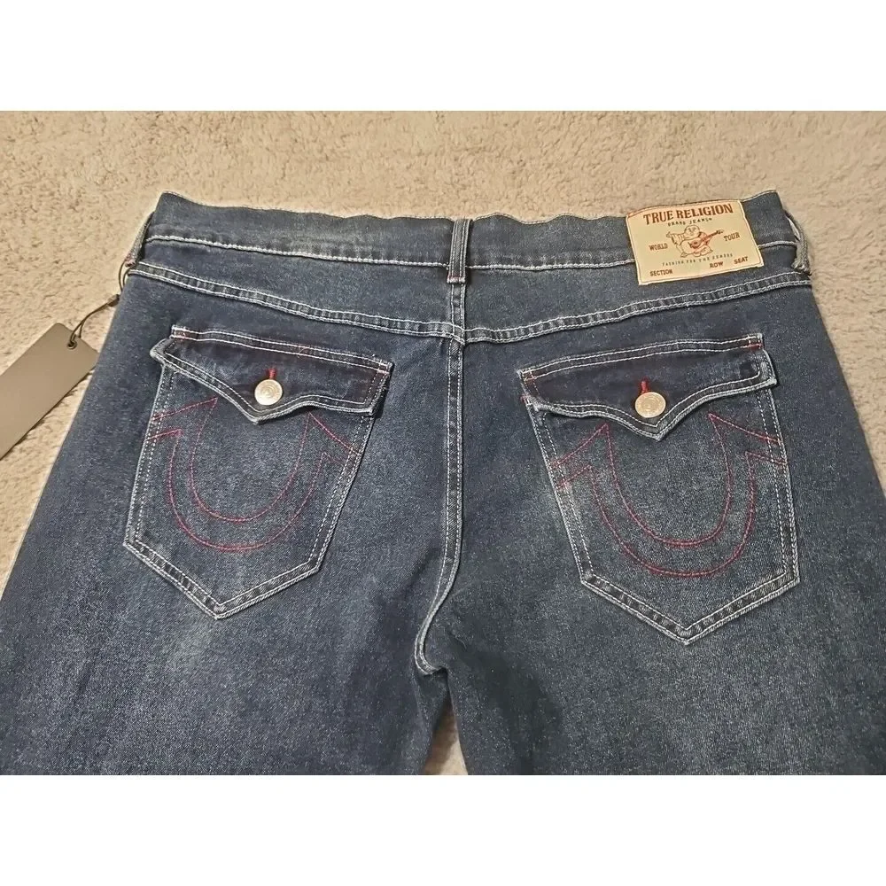 New‎ True Religion Mens 38 x 31 Geno Relaxed Slim Blue Jeans Flap SN MSRP $159